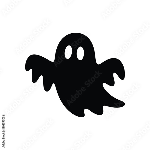 Simple black silhouette ghost icon for halloween and spooky themes