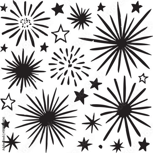 Dazzling Sparkle: A collection of radiant bursts and twinkling stars, perfect for adding a touch of brilliance and joy to any design.