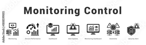 Monitoring Control Modern and clean web banner illustration featuring thematic icons for visual communication