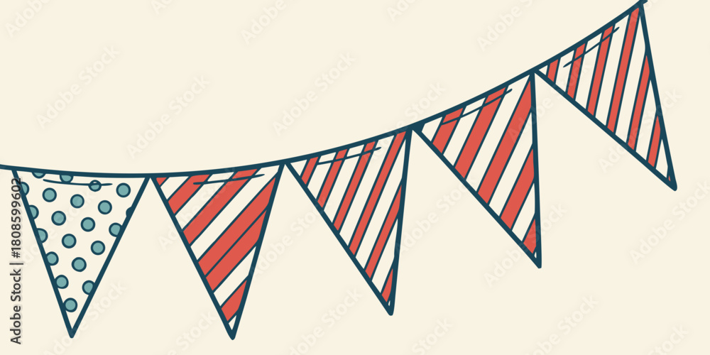 Obraz premium Festive bunting garland with colorful flags for celebration decoration 