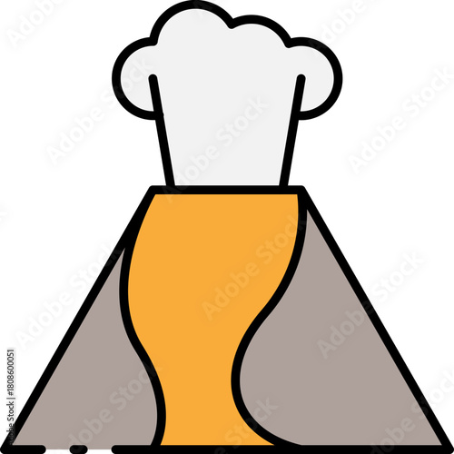 Volcano eruption icon Illustration of an erupting volcano with smoke and lava in the mountains