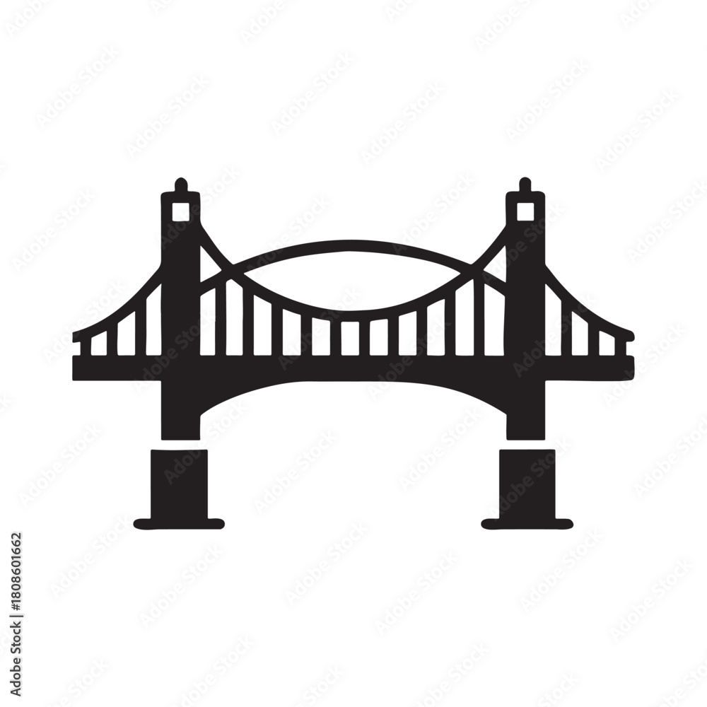 Obraz premium Vector illustration of the iconic Golden Gate Bridge, a suspension bridge landmark over the San Francisco Bay in California, connecting the city and serving as vital transportation highway beneath the