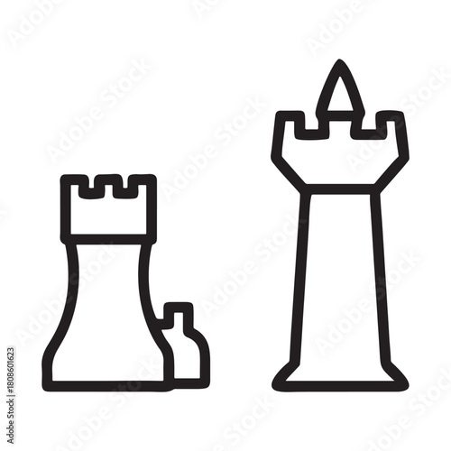 Vector icon silhouette set for a chess pawn game logo design or technology pillar symbol illustration