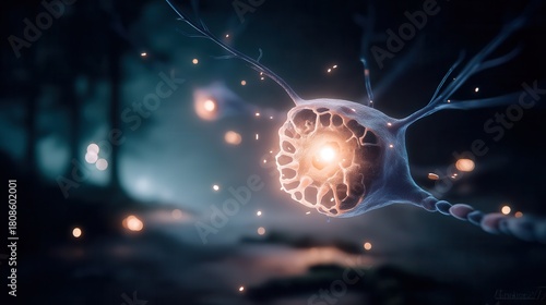 Wallpaper Mural Explore the intricate beauty of a neuron firing, its vibrant energy illuminating neurological science and sparking innovation in medical research and technology Torontodigital.ca