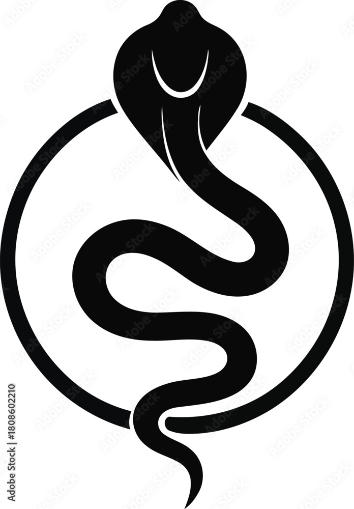 Fototapeta premium Illustration of a snake coiled within a circular frame, symbolizing renewal and transformation, as depicted in Copilot_20251111_175153.eps