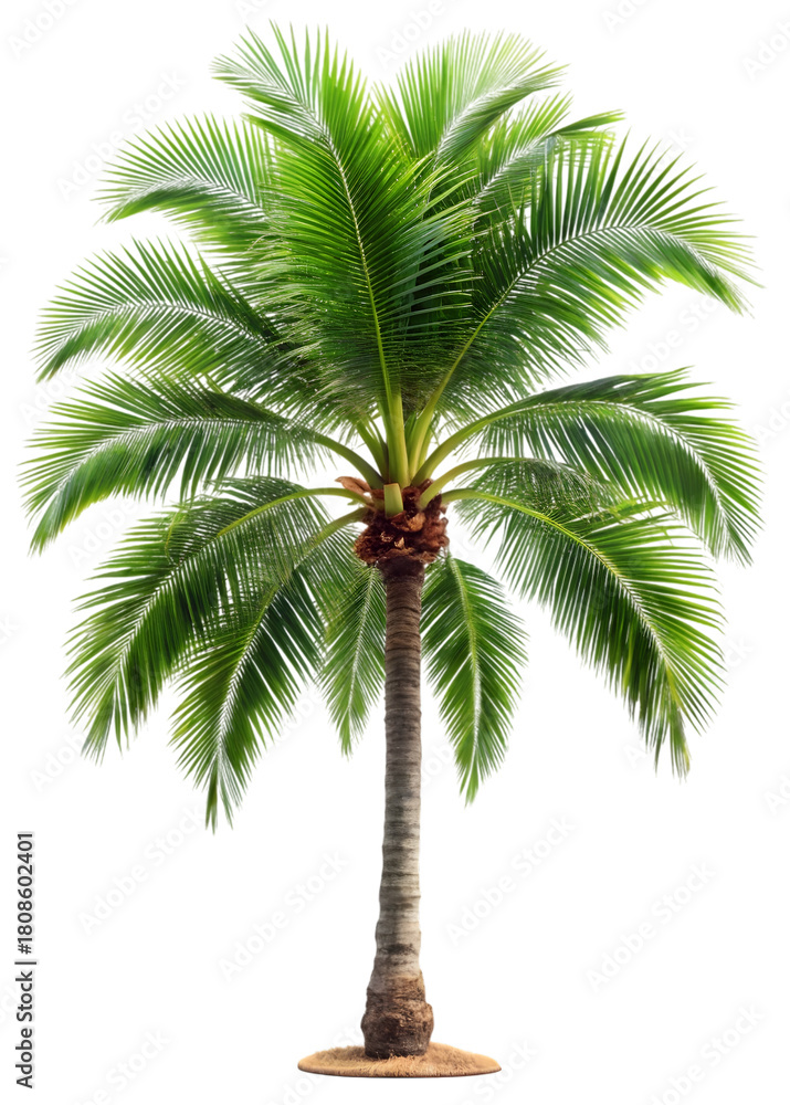 Fototapeta premium Palm tree with green leaves isolated on transparent background