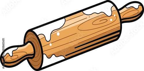 Cartoon Rolling Pin with White Frosting Splatters icing baking