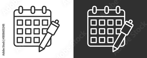 Schedule Icon Set Vector Collection Isolated In Black And White