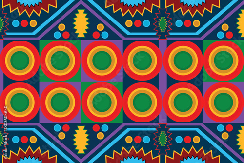 Vibrant Ethnic Folk Pattern Seamless Background Vector | Traditional Geometric Culture Art Textile Design