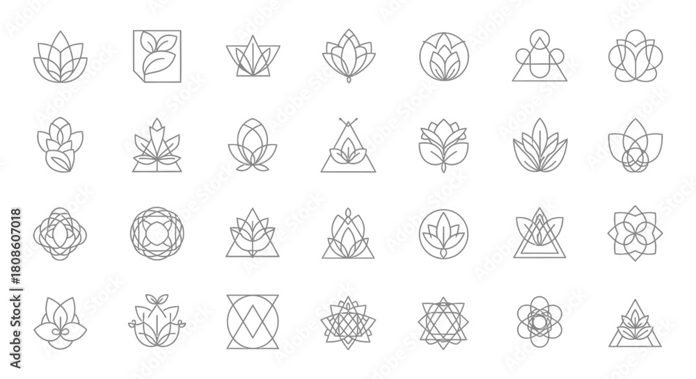 Fototapeta premium Collection of Elegant Geometric and Floral Logos for Branding and Design Solutions