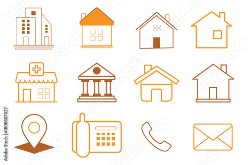 Real estate, property, and communication services icon set for web use Vector