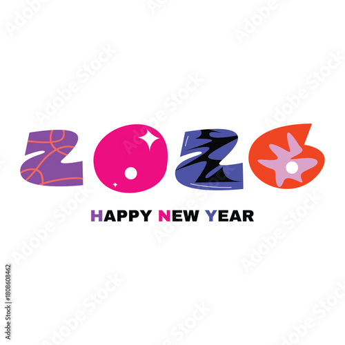 Happy new year 2026 design,2026 logo text design. new year celebration concept . Vector illustration 