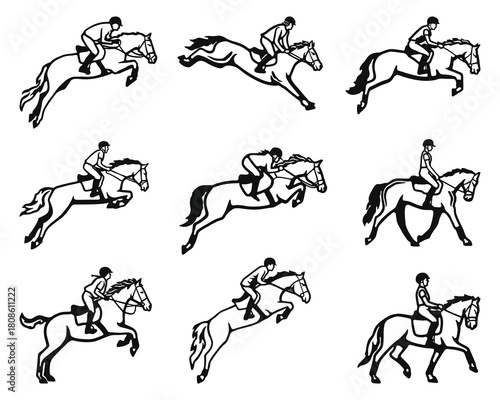Equestrian Silhouettes Horse Jumping Set
