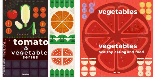 Tomato and vegetable series colorful and graphic food illustrations