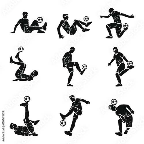 Soccer Players Silhouettes Juggling Ball Set