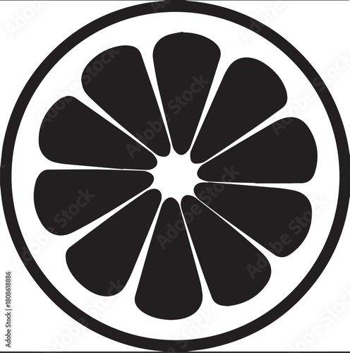 Citrus Slice Silhouette: A minimalist, striking silhouette of a juicy citrus slice, a visual representation of freshness, zest, and the vibrant essence of nature's bounty.