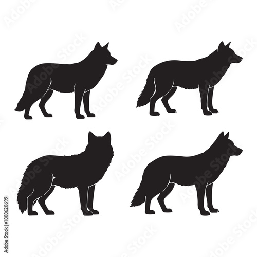 different style wolf vector set