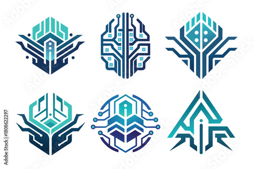Logo Concepts for AI Companies Using with Neural Networks.