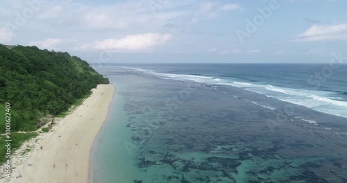 Aerial view of Bali's dreamy coastal scenery.