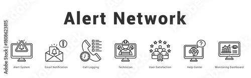 Alert Network Modern and clean web banner illustration featuring thematic icons for visual communication