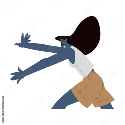 Scared Woman Character Run and Escape Afraid of Something Vector Illustration