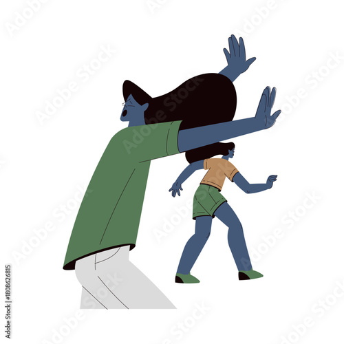 Scared Woman Character Run and Escape Afraid of Something Vector Illustration