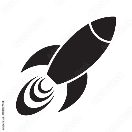 Rocket flying upward with smoke trails representing startup innovation and future exploration