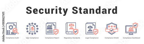 Security Standard Modern and clean web banner illustration featuring thematic icons for visual communication