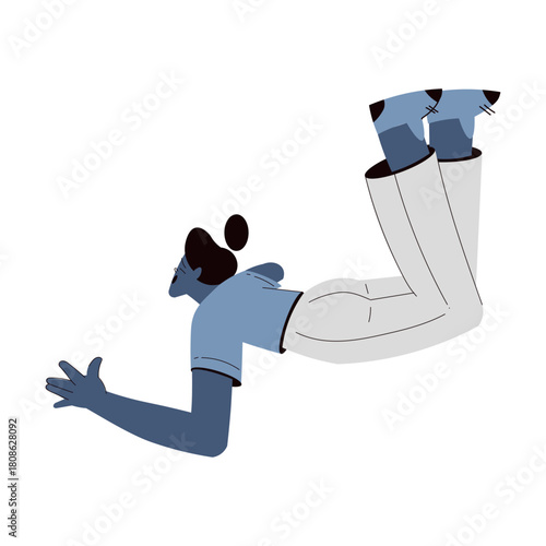 Scared Woman Character Float and Fly in the Air Suffer from Hurricane Vector Illustration