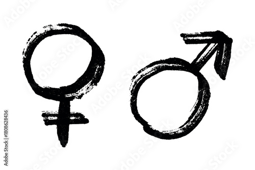 Hand drawn female and male gender identity sign Symbol used to represent sex and gender Single element for print, web, design, decor