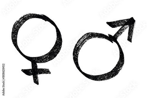 Hand drawn female and male gender identity sign Symbol used to represent sex and gender Single element for print, web, design, decor