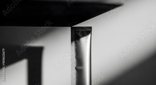 Sleek silver stick pack presents a modern minimalist aesthetic ideal for brand mockups