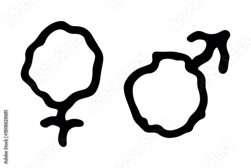 Hand drawn female and male gender identity sign Symbol used to represent sex and gender Single element for print, web, design, decor