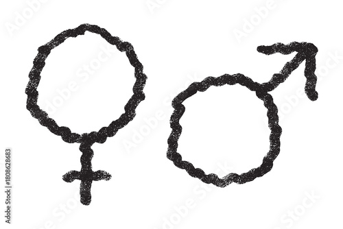 Hand drawn female and male gender identity sign Symbol used to represent sex and gender Single element for print, web, design, decor