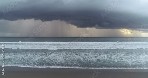 Overcast sea view with an approaching storm.