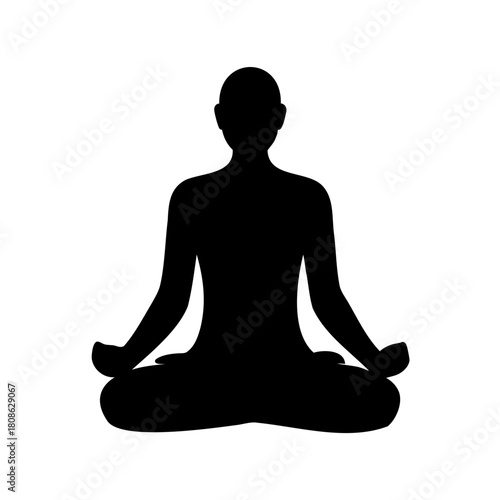 Silhouette of a person in lotus position meditating for wellness and relaxation
