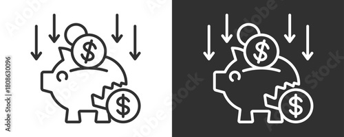 Financial Crisis Icon Set Vector Collection Isolated In Black And White