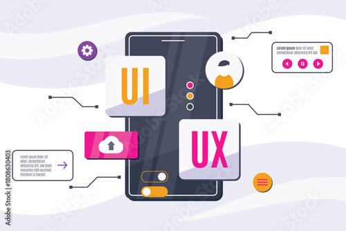 Modern flat ui ux design background with vibrant color elements