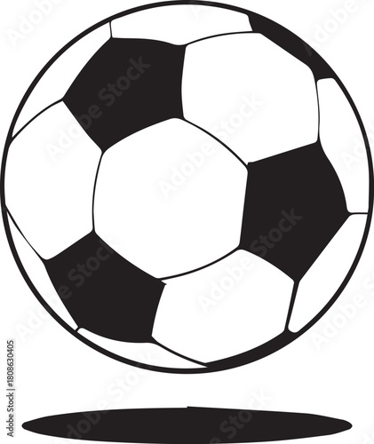 Soccer Ball Vector Illustration with Shadow for Sports, Game, Motion, and Athletic-Themed Graphic and Design Concepts