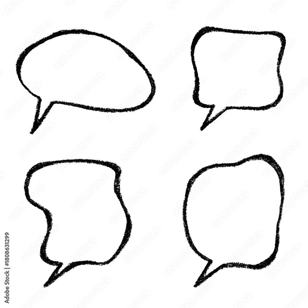 Fototapeta premium Set of hand drawn speech bubble Blank empty message box Textbox frame for banners, price tags, stickers, design