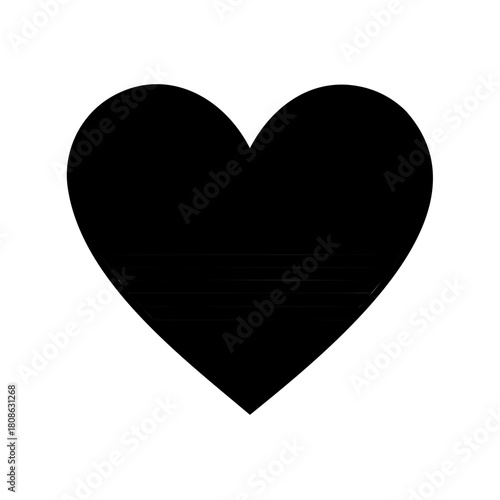 Simple black heart illustration on a white background depicting love and affection