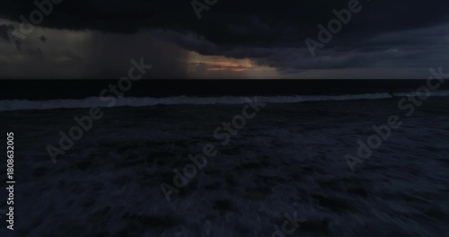 Overcast sea view with an approaching storm.