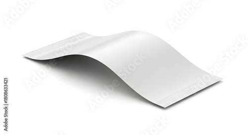 Sleek white sachet package mockup for product display and branding presentation