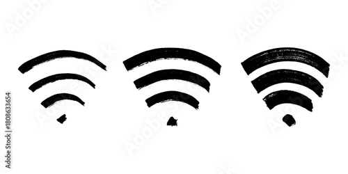 Set of hand drawn free wifi spot zone sign Public wi-fi area sign Wireless internet clipart in doodle style Single element for print, web, design, decor 3G, 4G, 5G, 6G, IoT