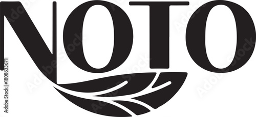 Noto text logo with elegant, stylized leaf design beneath, symbolizing organic brand identity and natural elements concept