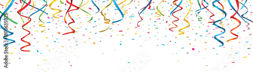 Bright rainbow streamers flowing across the canvas, energetic line art, festival celebration concept