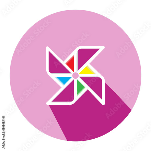 Colorful pinwheel toy icon in a flat design Illustrations