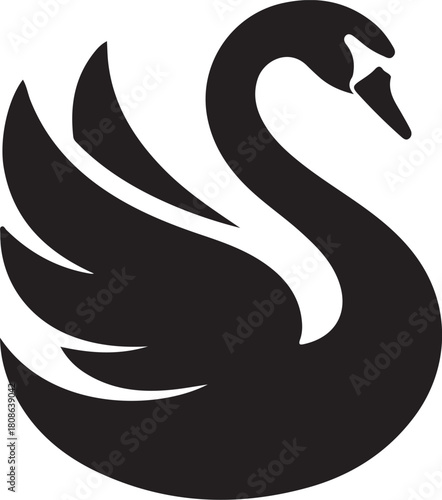 Elegant black swan silhouette
