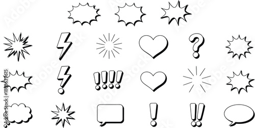 Assorted Hand Drawn Doodle Icons and Symbols on White Background vector illustration