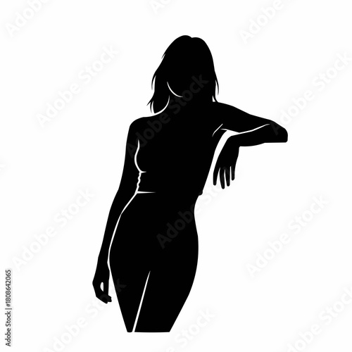 Silhouette of a Woman Leaning, Elegant and Mysterious.